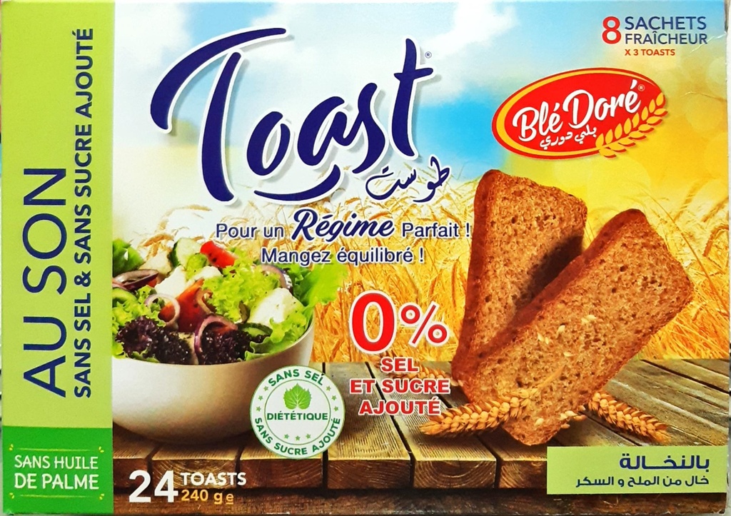 Toast au son sans sel sans sucre ajouté 240g