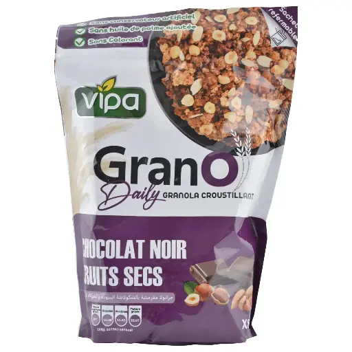 Céréales GranO Chocolat Noir Fruits Secs Vipa 350g
