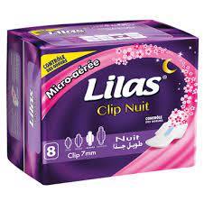 Serviettes Lilas Clip Nuit Parfumée 7 mm