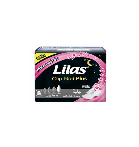 Serviettes Lilas Clip Nuit Plus Parfumée 7mm